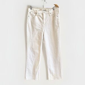 J.CREW Jeans Women 32 Demi Boot Crop High Rise White Stretch 9” Leg‎ Opening